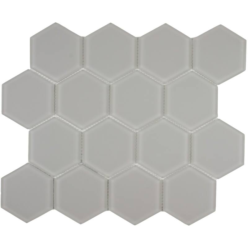 3" Beehive 10.25 in. x 11.75 in. Hexagon Glass Mesh-Mounted Mosaic Tile