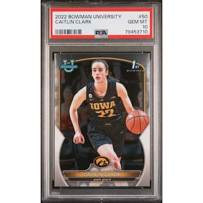 Caitlin Clark 2022 Bowman University Basketball Rookie Card #50 Graded PSA 10 - 8'6" x 11'6"