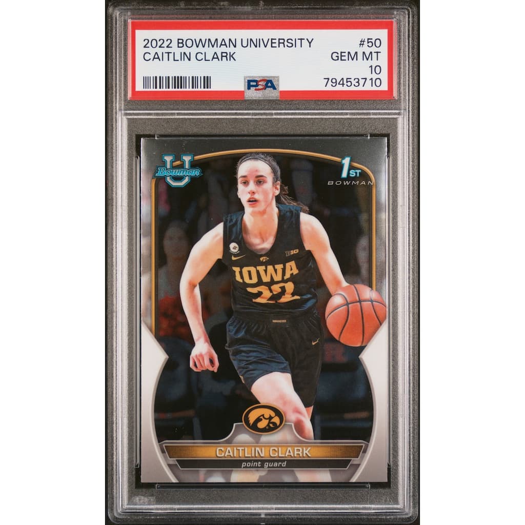 Caitlin Clark 2022 Bowman University Basketball Rookie Card #50 Graded PSA 10 - 8'6" x 11'6"