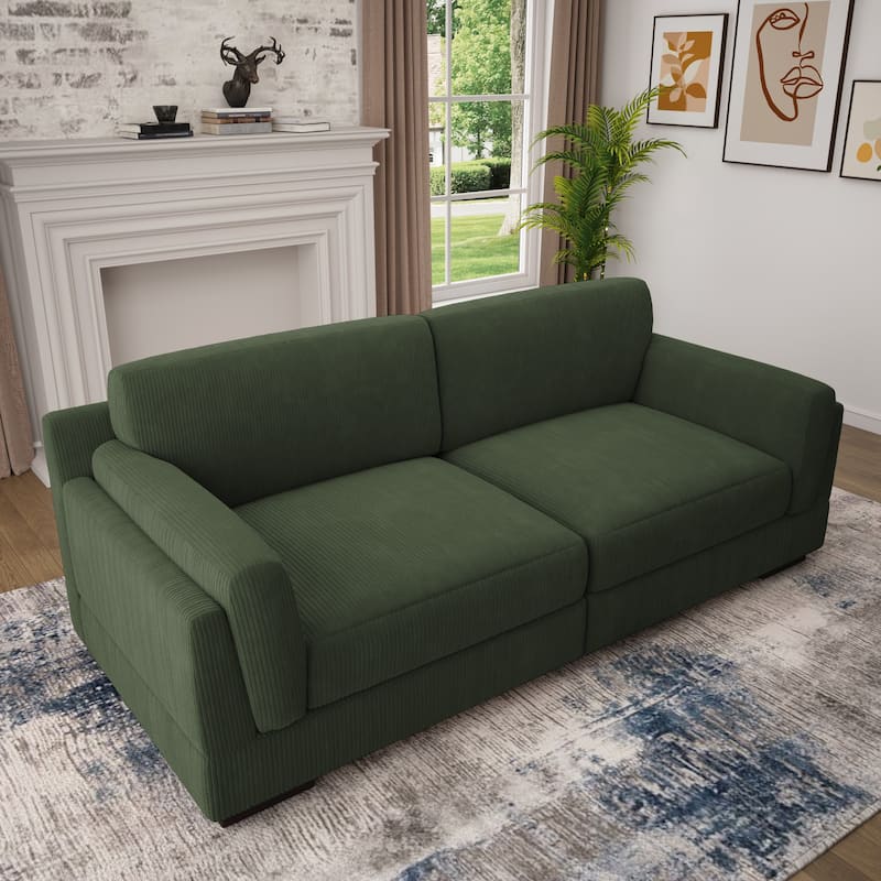 Modern 2 Seater Corduroy Arm Loveseat Sofa