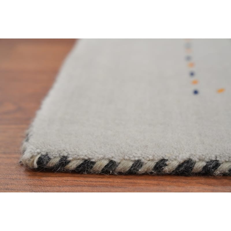 Hand Knotted Oriental 100% Wool Carpet Tribal Animal Pictorial Greys & Charcoal Gabbeh Area Rug - 4' 0'' X 2' 9''