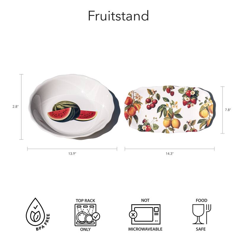 Abode Homewares Fruitstand Melamine Serving Tray - Multicolor - 14.3" x 7.8"