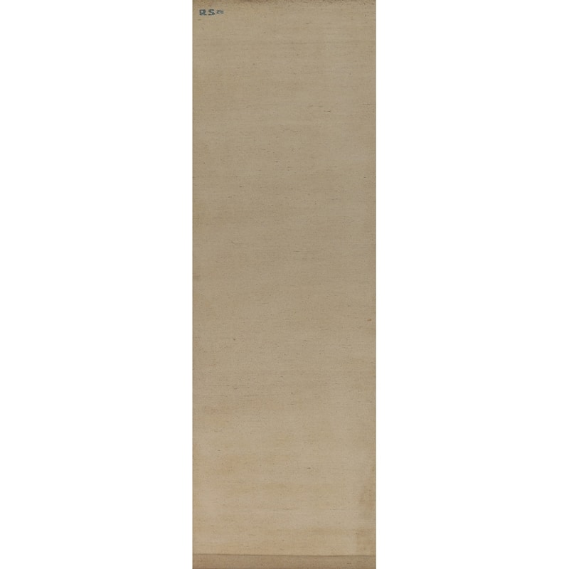 Beige Gabbeh Oriental Runner Rug Handmade Wool Carpet - 3'0"x 14'4"