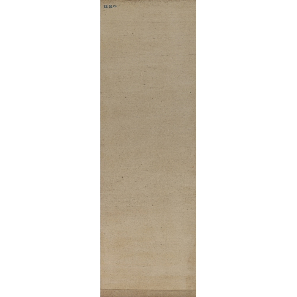 Beige Gabbeh Oriental Runner Rug Handmade Wool Carpet - 3'0"x 14'4"