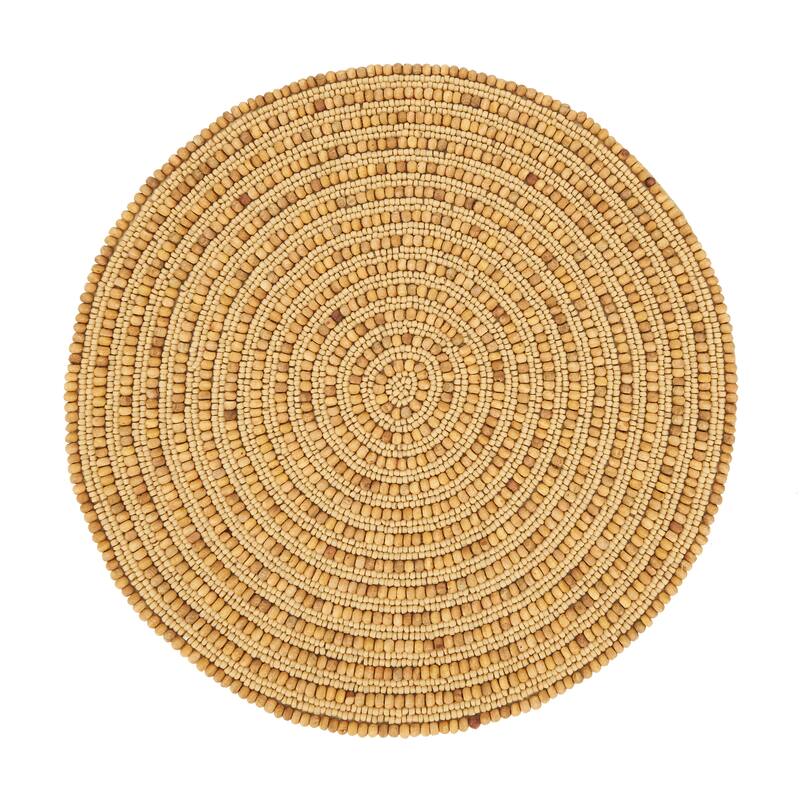 Beaded Spiral Swirl Placemat (Set of 4) - 14"x14" - Natural - 14"x14" - Set of 4