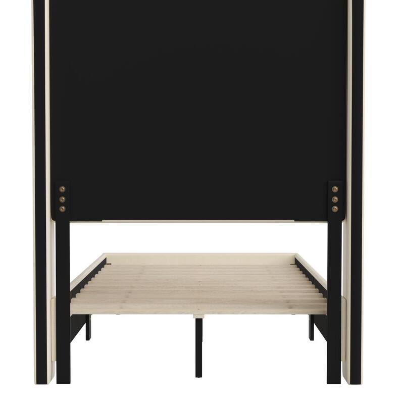 Upholstered Platform Bed with Channel Stitched Headboard