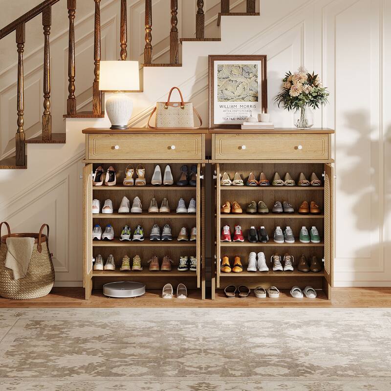 Shoe Cabinet with Doors, 6-Tier Shoe Rack with Drawer, Adjustable Shelves