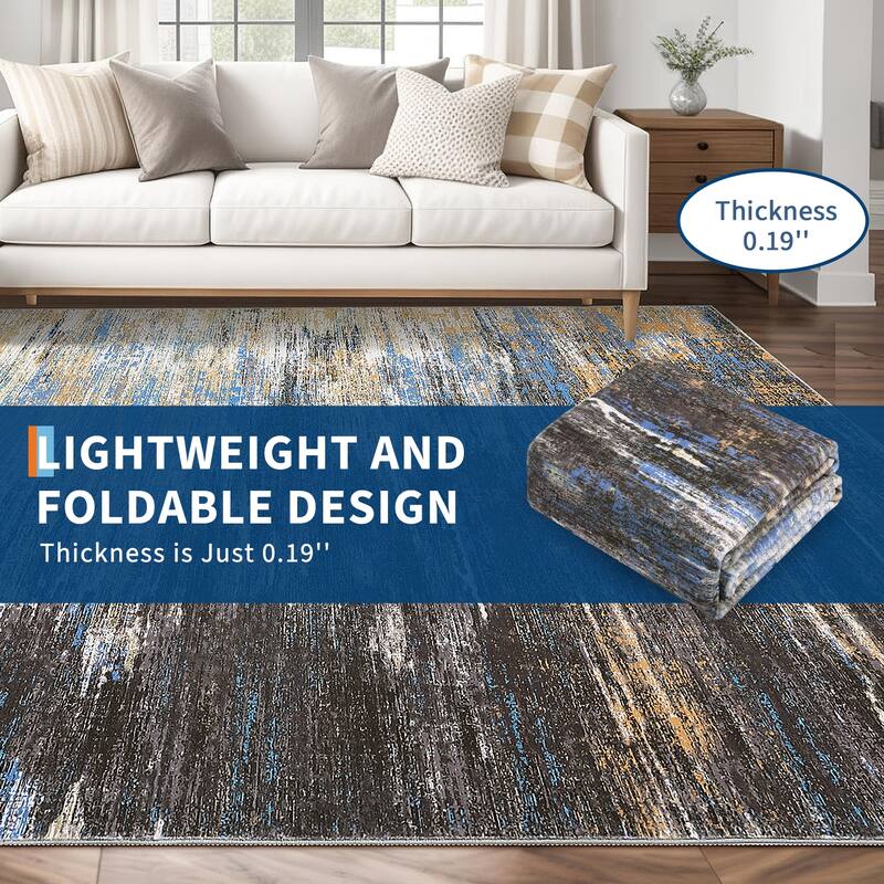 Area Rug Living Room Rugs Modern Abstract Soft Indoor Rug Low Pile Non Slip Accent Carpet