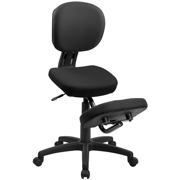 Boswell Portable Ergonomic Kneeling Posture Home/Office Task Chair, Black Fabric