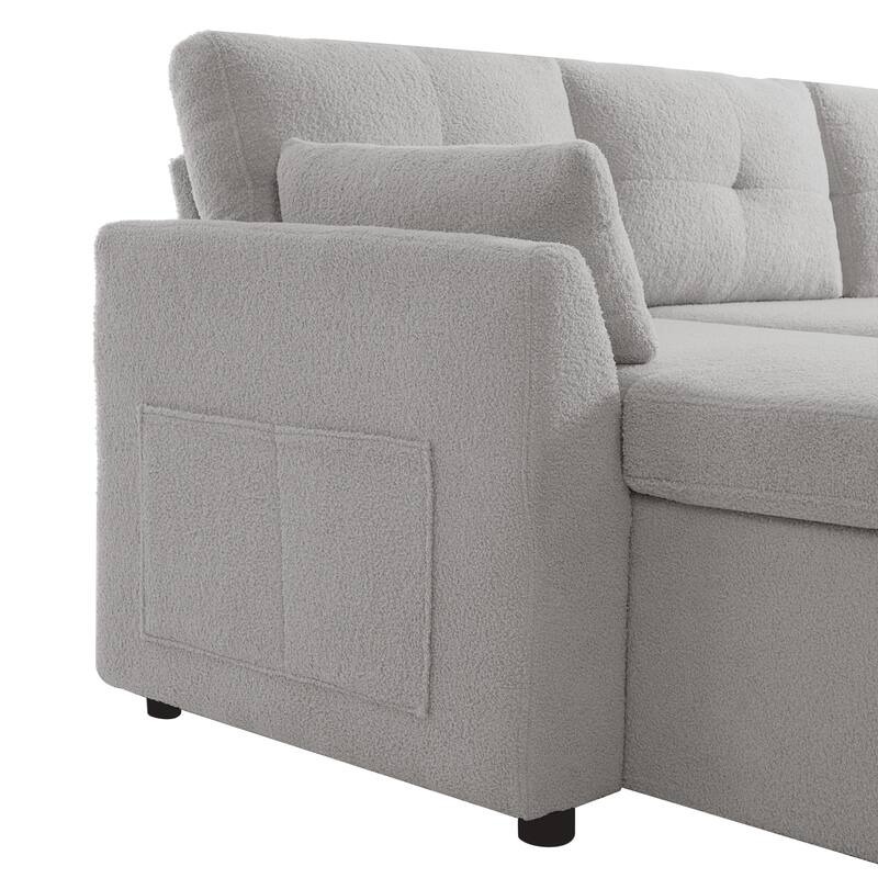 107" U-Shaped Sleeper Sectional Sofa with Storage & USB Ports - Modern Convertible Sofa Bed for Living Room