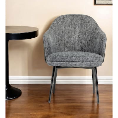 Modern Grey and Black Upholstered Wingback Dining Chair with Metal Legs - 26" x 24" x 32"