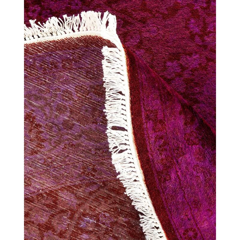 Overton Hand Knotted Wool Vintage Inspired Modern Contemporary Overdyed Purple Round Area Rug - 4' 1" x 4' 1"