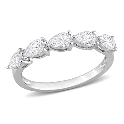 Miadora 1ct TDW Pear Shape Diamond Semi-Eternity Band in 14k White Gold