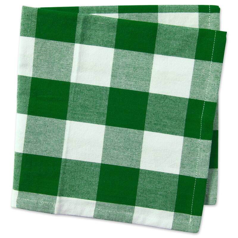 Set of 6 White Shamrock Green Checkered Square Over-Sized Napkins 20"