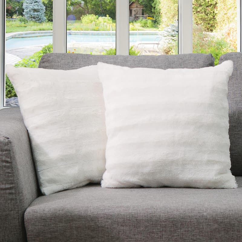 Cheer Collection Decorative Throw Pillows for Couch & Bed (Set of 2) - 18 x 18 - White