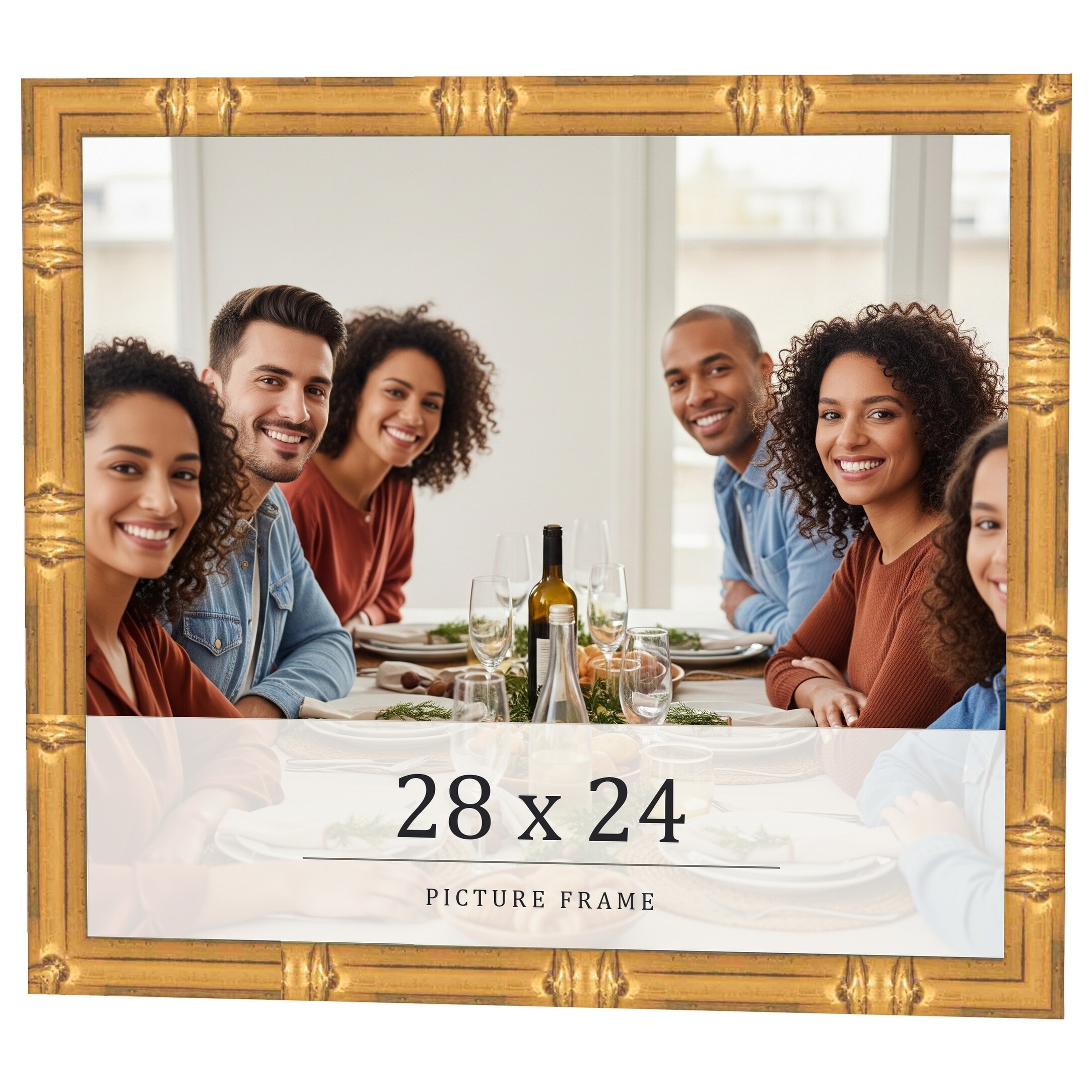 28x24 Frame Gold Bamboo Solid Wood Picture Frame | 1 Inch Moulding