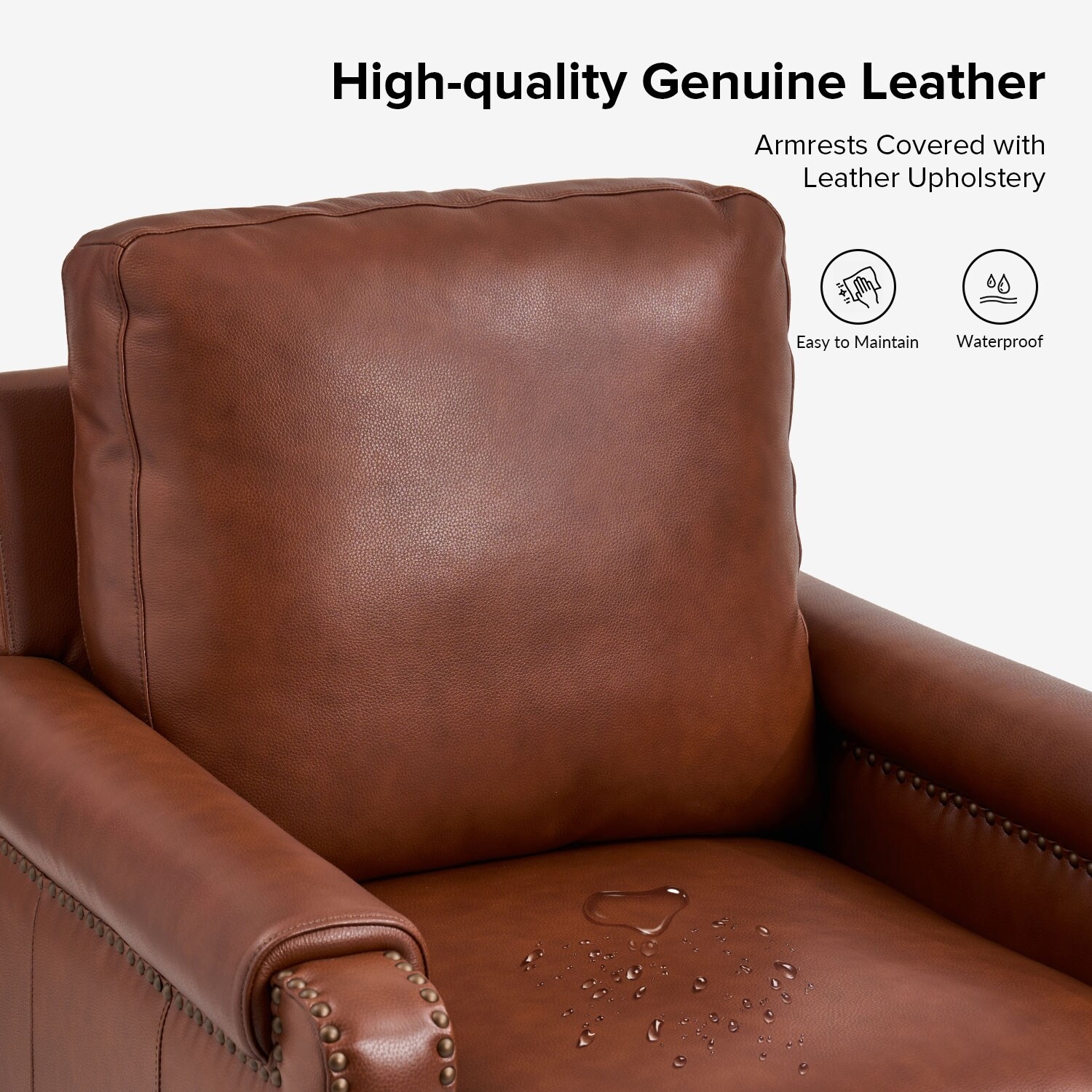 HULALA HOME Kunz Transitional Genuine Leather Armchair with