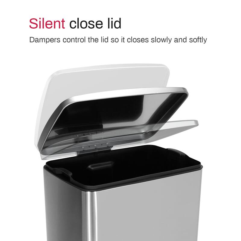 Innovaze 13 Gal./50 Liter Rectangular Stainless Steel Step-on Trash Can for Kitchen