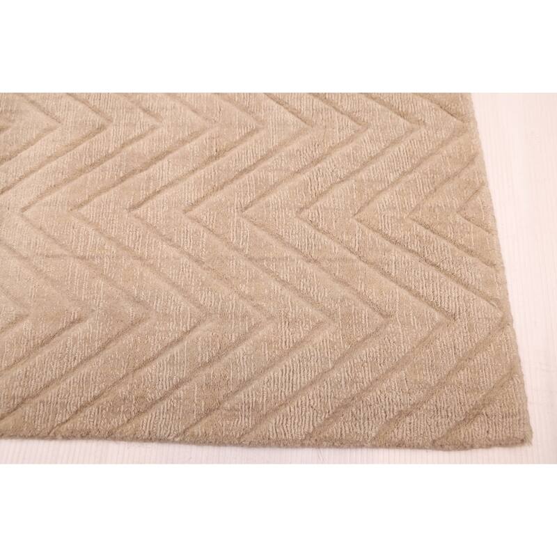 ECARPETGALLERY Hand Loomed Kashkuli Gabbeh Light Khaki Wool Rug - 6'8 x 9'7