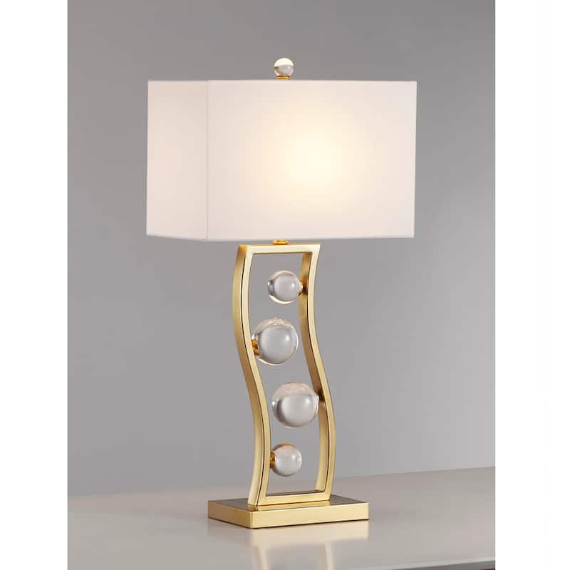 Wave 27"H Crystal Balls Metal Table Lamp - Brass
