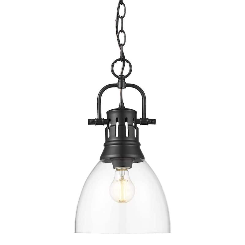 Golden Lighting 3602-S BLK Duncan 9" Wide Mini Pendant - Matte Black / Clear