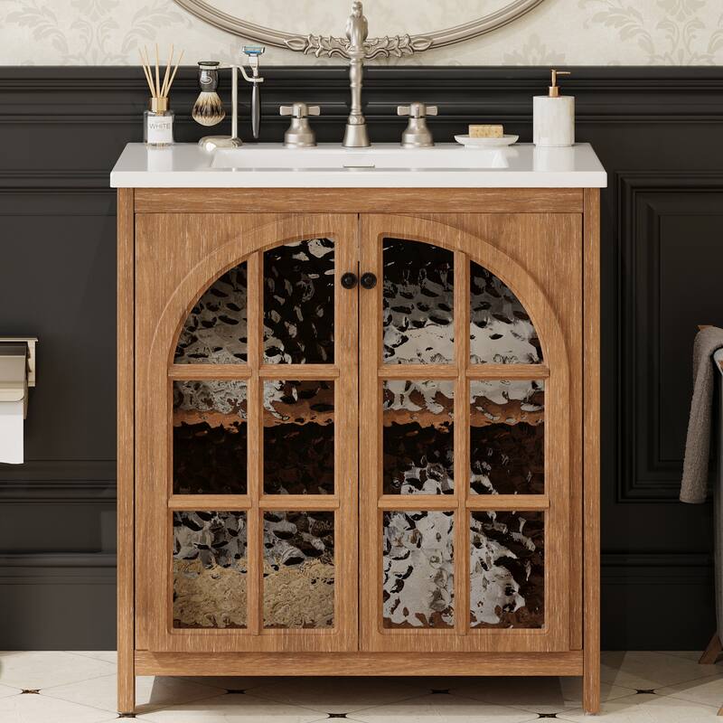 Farmhouse Bathroom Vanity with Ceramic Sink