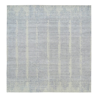 Hand Knotted Grey Modern and Contemporary with Wool & Silk Oriental Rug ...