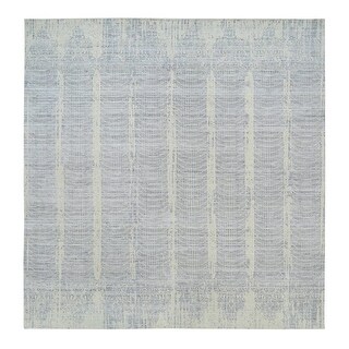 Hand Knotted Grey Modern and Contemporary with Wool & Silk Oriental Rug ...