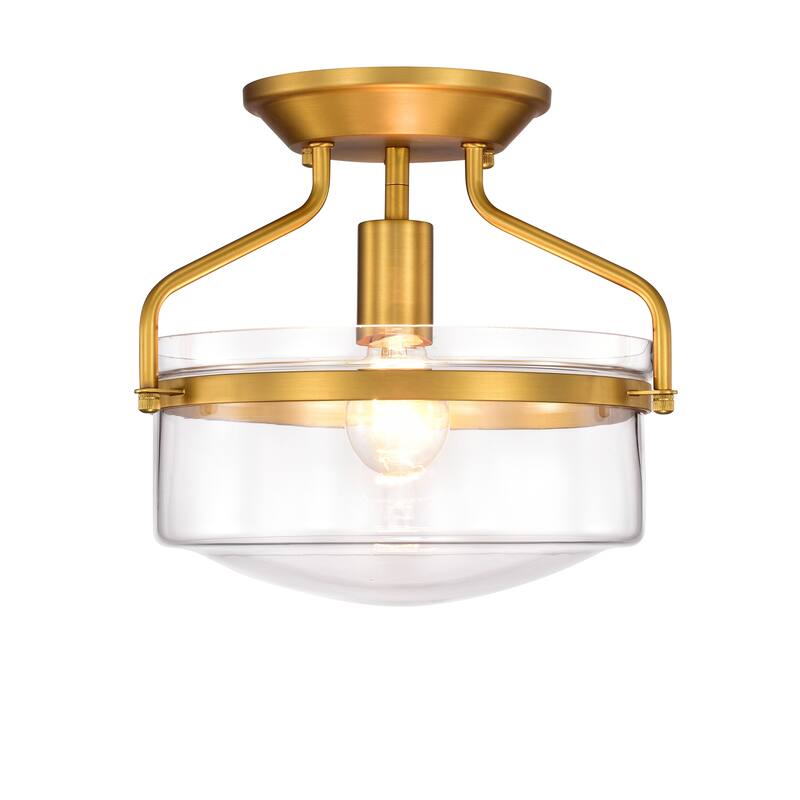 Merwin Matte Black Semi-Flush Ceiling Lamp 1-Light - Brass