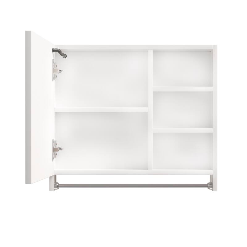 32" x 28" Rectangular Aluminum Surface Mount Medicine Cabinet with Mirror and Towel Rail - 32" x 28"