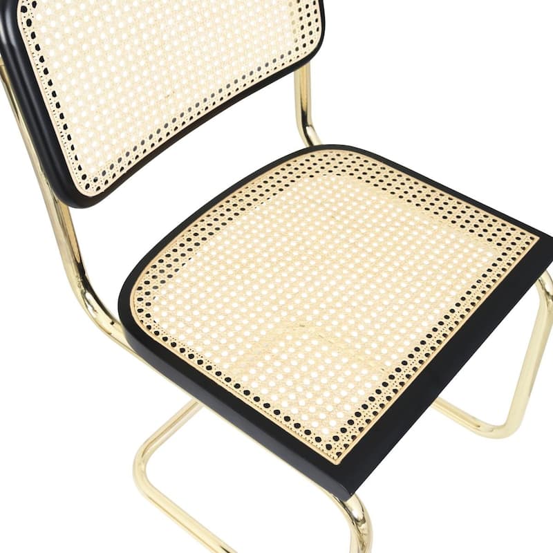 Breuer Chair Company Marcel Breuer Cesca Cane Cantilever Side Chair w/ Brass Steel Frame (Various Wood & Cane Colors)