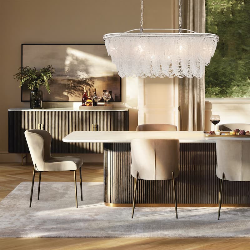 8/ 10-Light Modern Glam Large 3-Tiered Beaded Crystal Chandelier for Living Room