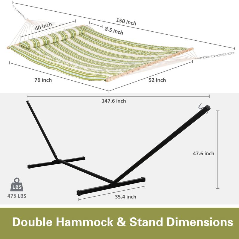 Hammock Double Hammock with Stand, Two Person Cotton Rope Hammock
