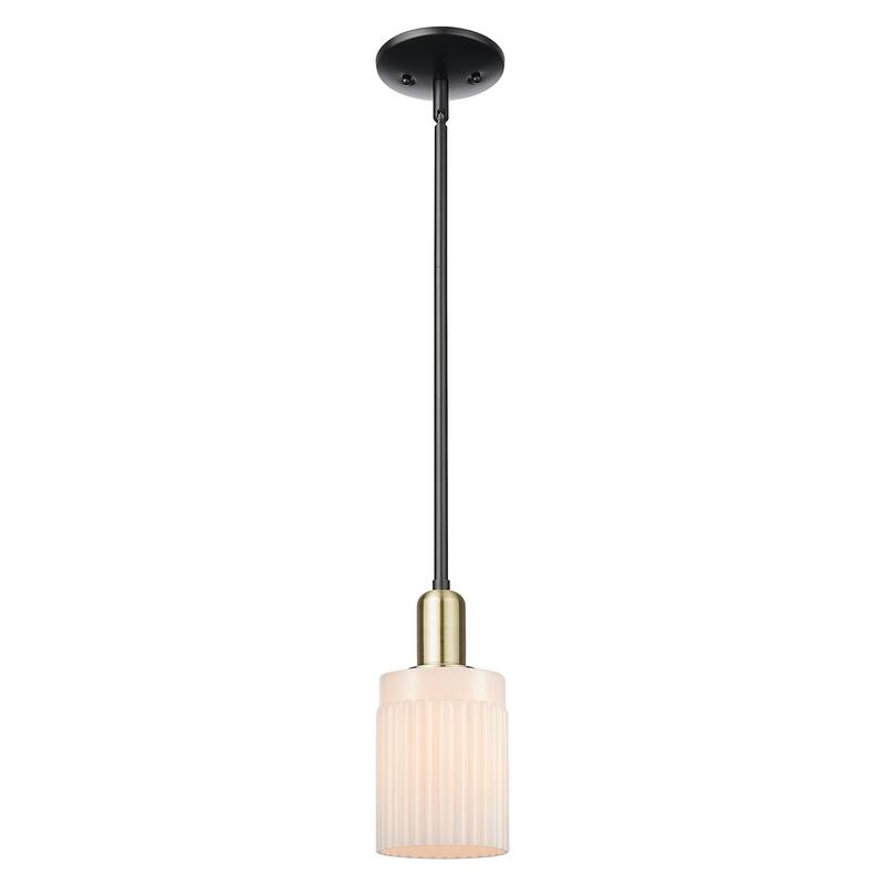 Innovations Lighting Endless Possibilities Arcadia - Hadley - 1 Light 5" Stem Hung Mini Pendant - Matte White/Black Antique Brass