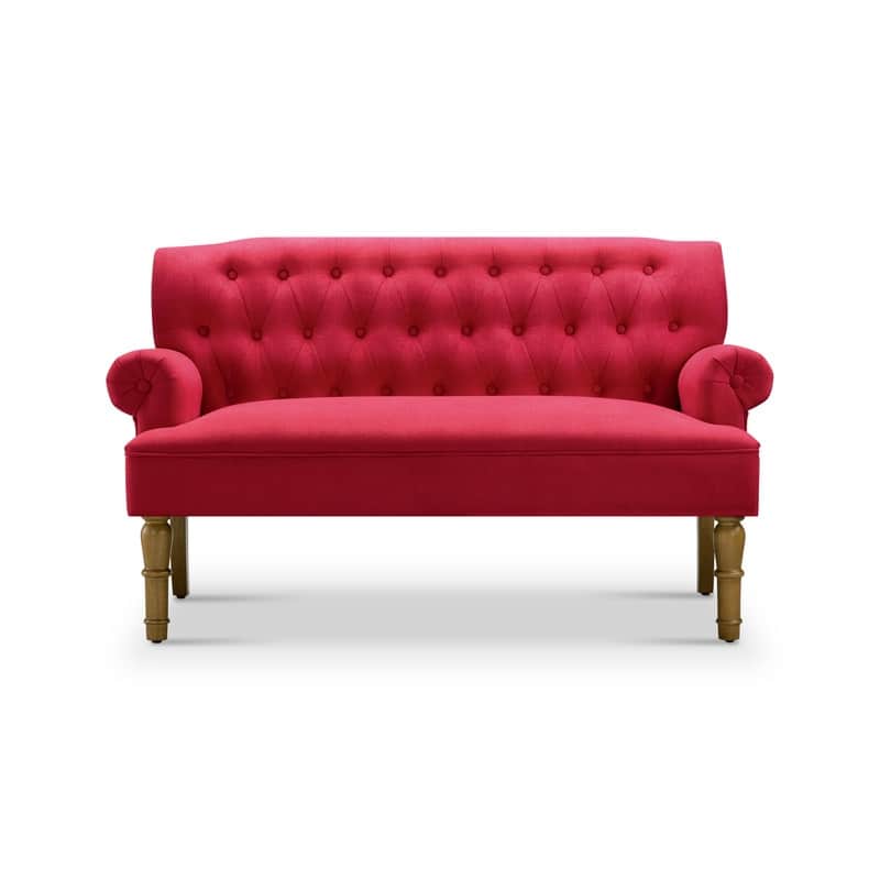 Moser Bay Arete Upholstered Tufted Settee Chesterfield Style Loveseat, Velvet or Linen