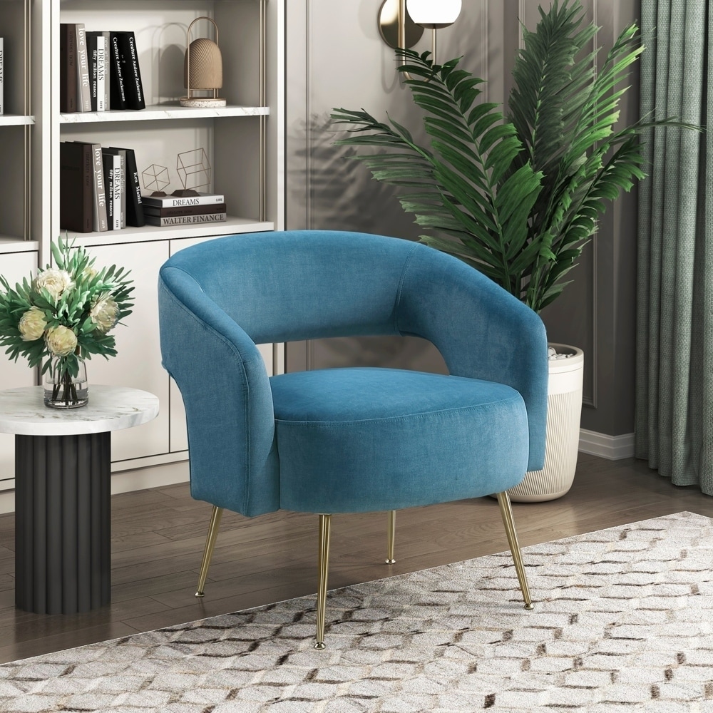 Soft Velvet Accent Chair Plush Foam Comfort Upholstery Gold Finish Legs