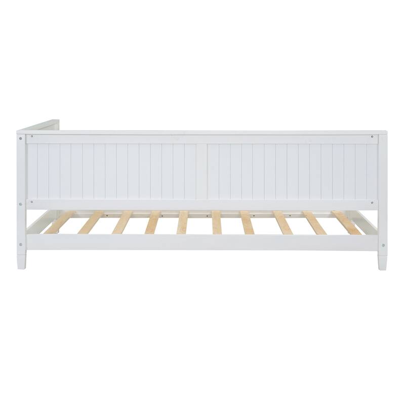 Twin Size Wood Daybed Sofa Bed, Complete with A Backrest and Armrests, Supported By Durable Wooden Boards