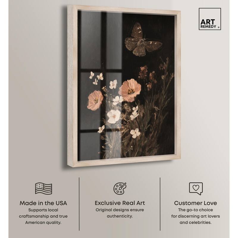 Poppy and Moth I Shadowbox by Art Remedy