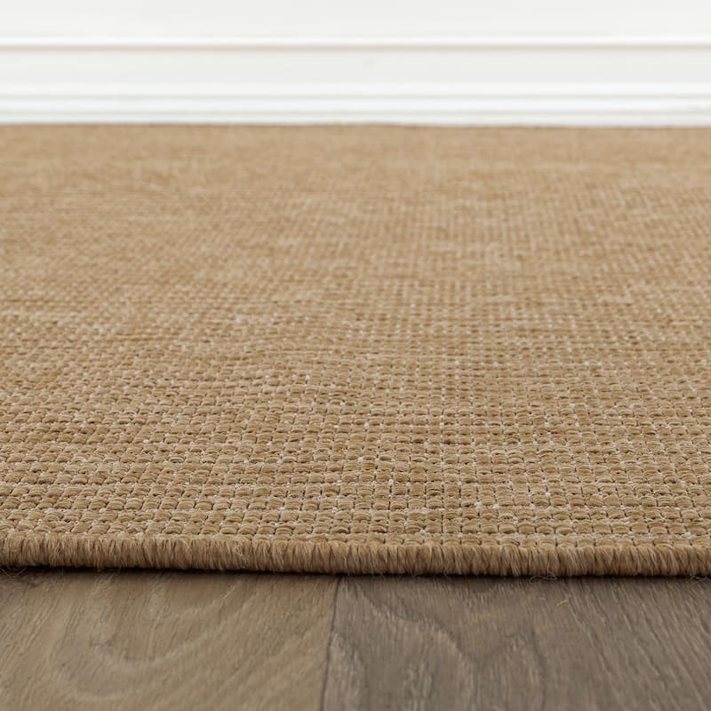 Concentric Frame Reversible Jute-Look Indoor/Outdoor Rug Reversible, Easy-Care Indoor/Outdoor Rug with Natural Fiber Look