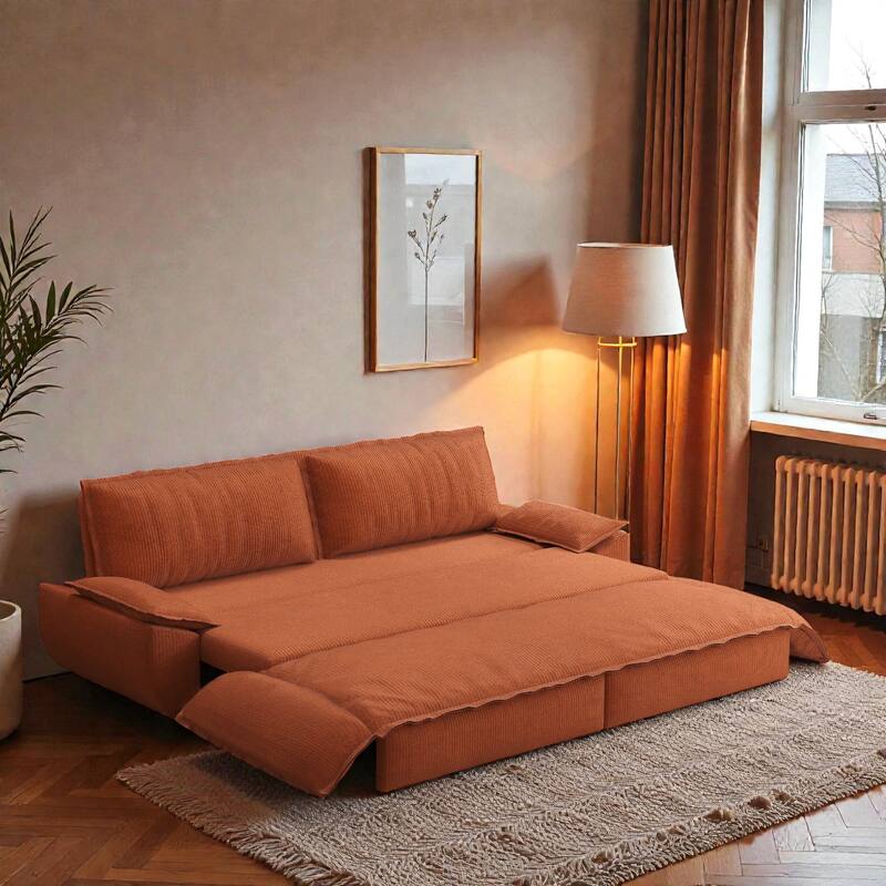 73.2" Pull Out Sofa Bed, 3-in-1 Convertible Queen Sleeper Sofa, Velvet Loveseat Couch for Living Room Bedroom