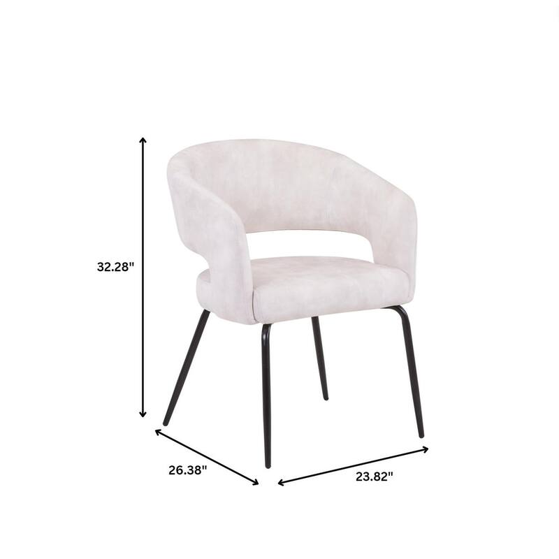 Open Back Dining Chair Upholstered in Leather or Velvet with Iron Legs