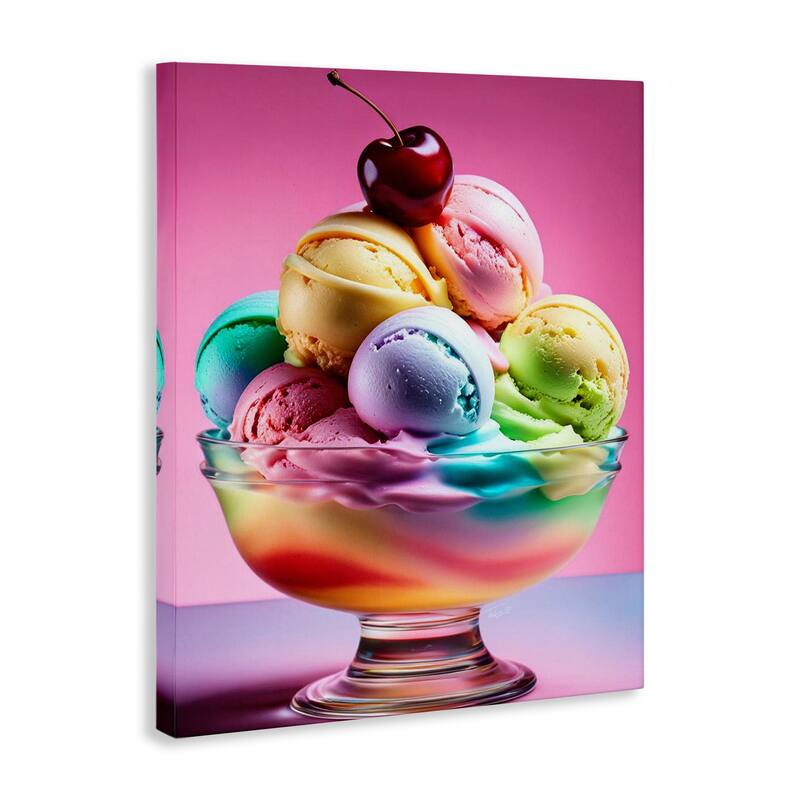 Stupell Rainbow Hued Sundae Dessert Canvas Wall Art Design By Tabz Jones