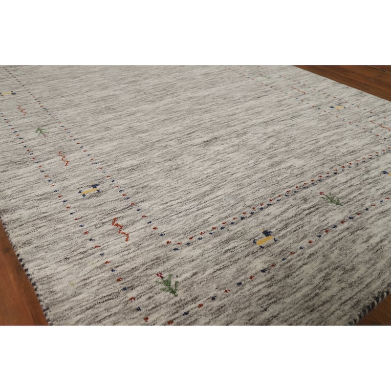 Hand Knotted Oriental 100% Wool Carpet Tribal Animal Pictorial Beige & Ivories Gabbeh Area Rug - 5' 10'' X 4' 1''