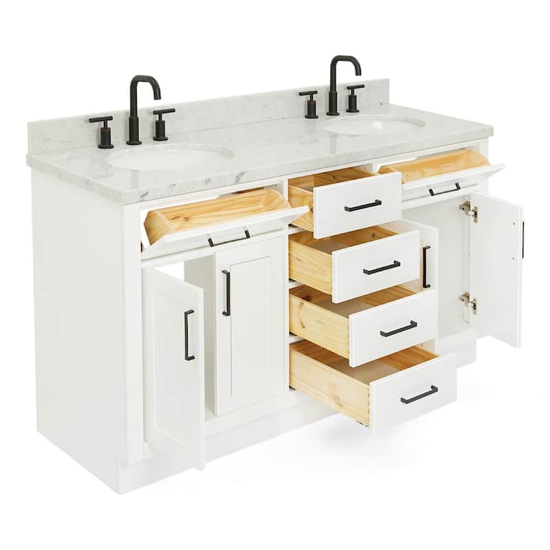 Ariel T061DCWOVO Hepburn 61" Free Standing Double Basin Vanity Set