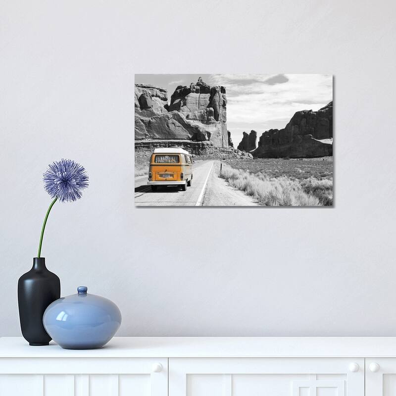 iCanvas "Orange Camper Van" by Pixy Paper Canvas Print - 12x18x1.5