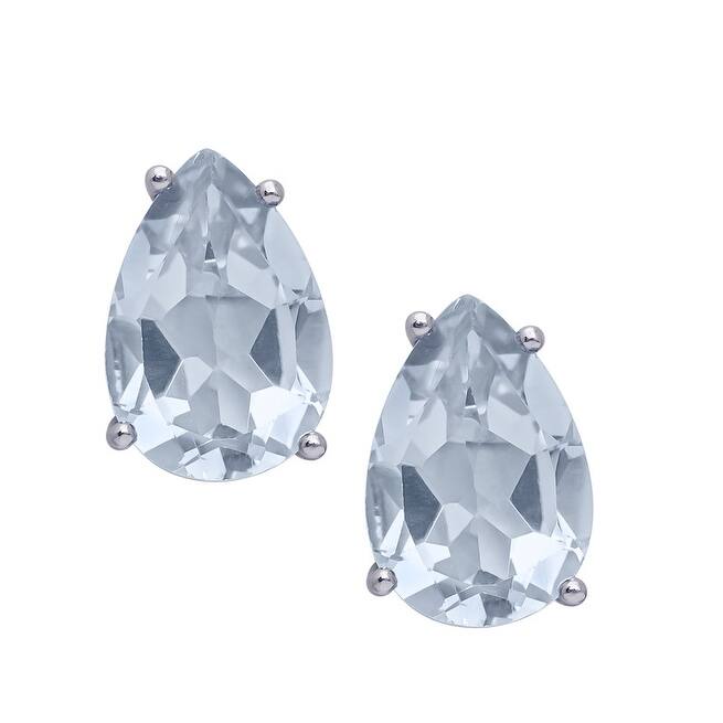 Victoria Townsend .925 Sterling Silver 9x6 Pear Blue Topaz Stud Earring