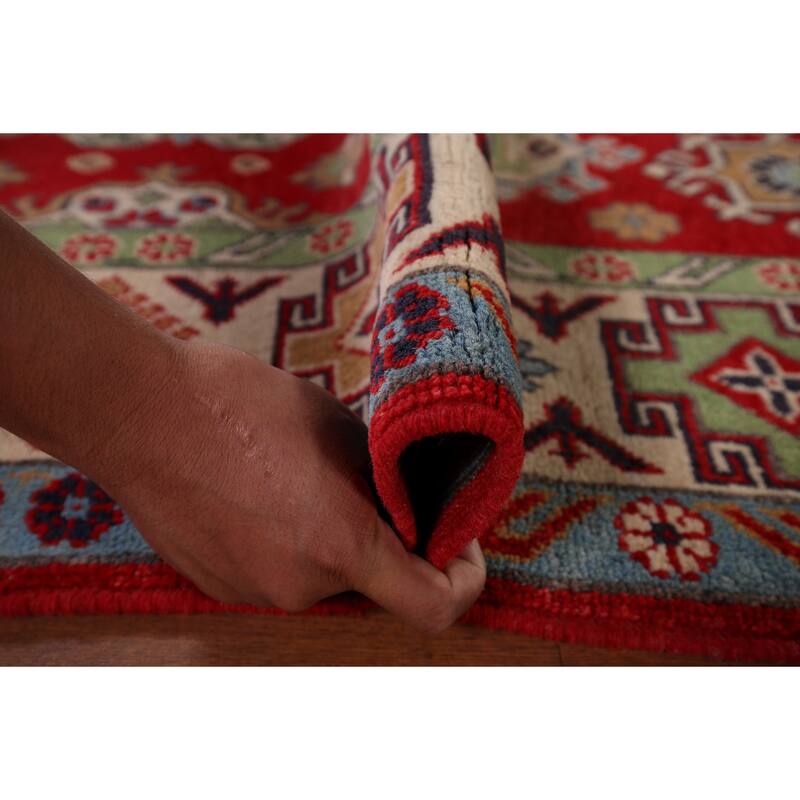 Traditional Red Kazak Area Rug Hand-Knotted Wool Carpet - 5'0" x 6'9"