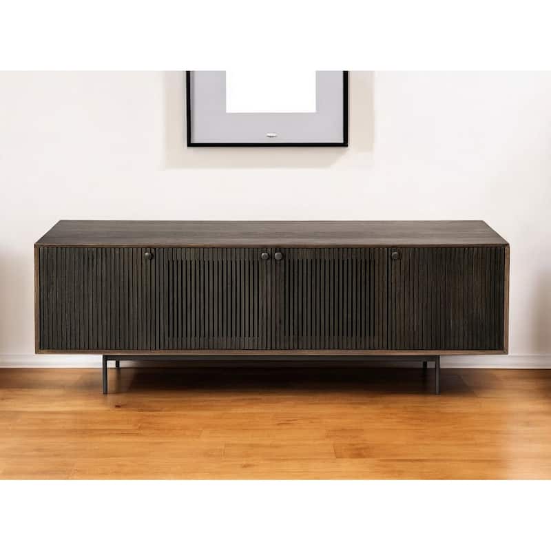HomeRoots 20" Brown Solid Wood Cabinet Enclosed Storage TV Stand - 20 - 20 - Wood