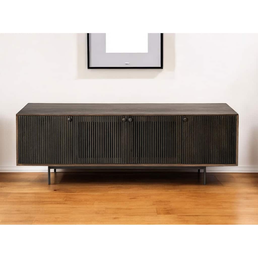 HomeRoots 20" Brown Solid Wood Cabinet Enclosed Storage TV Stand - 20