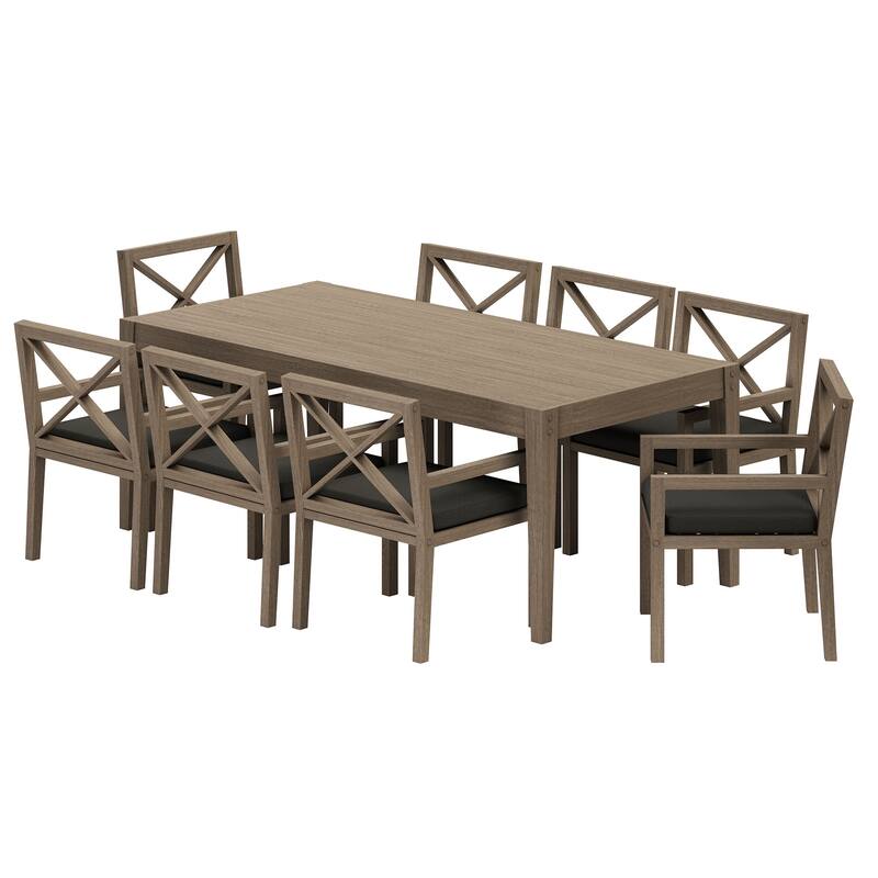 Northlake 9-Piece Outdoor Patio Teak Wood Dining Set